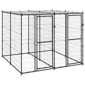 Outdoor Dog Kennel Steel with Roof 52.1 ftÂ²