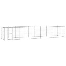 Outdoor Dog Kennel Galvanized Steel with Roof 234.4 ftÂ²