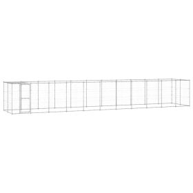 Outdoor Dog Kennel Galvanized Steel with Roof 286.5 ftÂ²