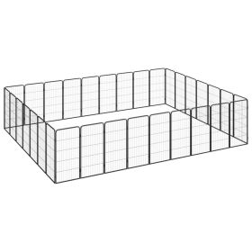 32-Panel Dog Playpen Black 19.7"x39.4" Powder-coated Steel