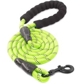 Rope Dog Leash, Heavy Duty Dog Leash with Comfortable Padded Handle and Highly Reflective Threads for Small Medium and Large Dogs, Green