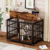 Furniture style dog crate wrought iron frame door with side openings, Rustic Brown, 38.4''W x 27.7''D x 30.2''H.