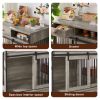 Sliding door dog crate with drawers. Grey,35.43'' W x 23.62'' D x 33.46'' H