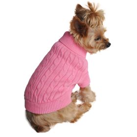 Dog Cable Knit 100% Cotton Sweater       Candy Pink (Color/Design: XX-Small)