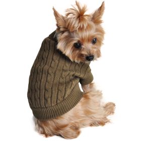 Dog Cable Knit 100% Cotton Sweater     Herb Green (Color/Design: XX-Small)