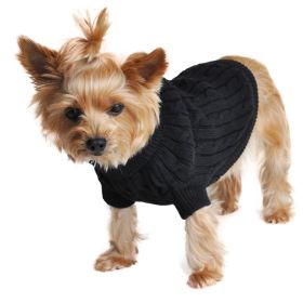 Dog Cable Knit 100% Cotton Sweater         Jet Black (Color/Design: XX-Small)