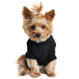 Combed Cotton Cable Knit Dog Sweater (Color/Design: Jet Black)