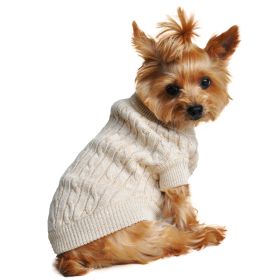 Dog Cable Knit 100% Cotton Sweater       Oatmeal (Color/Design: XX-Small)