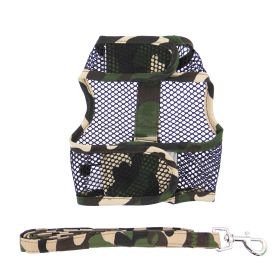 Cool Mesh Dog Harness with Matching Leash (Color/Design: Camouflage)