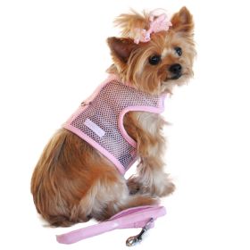 Cool Mesh Dog Harness with Matching Leash (Color/Design: Pink)