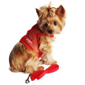 Cool Mesh Dog Harness with Matching Leash (Color/Design: Red)