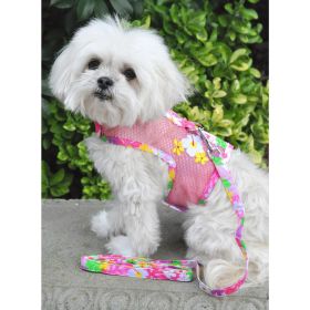 Cool Mesh Dog Harness Under the Sea Collection (Color/Design: Pink Hawaiian Floral)