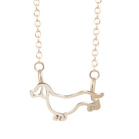 Hollow Animal Dog Necklace Dachshund Pendant Women's (Color: gold)