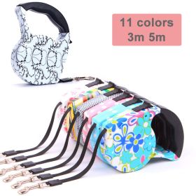 3m 5m Retractable Dog Leash 11 Colors Fashion Printed Puppy Auto Traction Rope Nylon Walking Leash for Small Dogs Cats Pet Leads (Color: color 5)