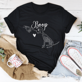 Boop Cute Dog T-Shirt (Color: Black Heather, size: 3XL)