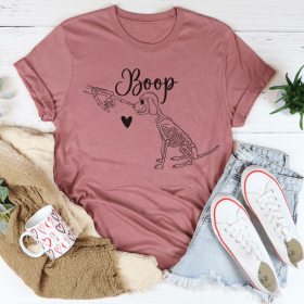 Boop Cute Dog T-Shirt (Color: Mauve, size: 2XL)