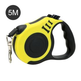 Cat Traction Rope Belt Dogs Walking Automatic Flexible Dog Leash (Color: Yellow)