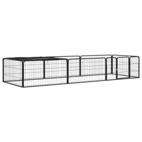 8-Panel Dog Playpen Black 39.4"x19.7" Powder-coated Steel (Color: Black)