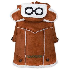 Touchdog 'Tuskegee' Aero-Vintage Designer Dog Coat (Color: Brown, size: X-Large)