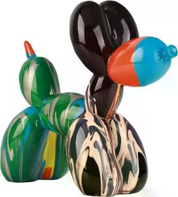 Balloon Dog Animal Art Sculpture, Abstract Balloon Dog Sculpture, Graffiti Balloon Dog Fashion Balloon Resin Craft Art Modeling (Color: Grass Green)