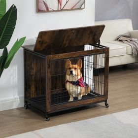 23 Inch Heavy-Duty Dog Crate Furniture (Color: Brown)