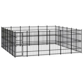 Outdoor Dog Kennel Steel 357.1 ftÂ² (Color: Black)