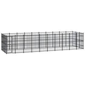 Outdoor Dog Kennel Steel 297.6 ftÂ² (Color: Black)