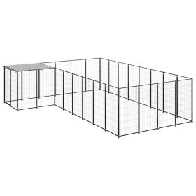 Dog Kennel Black 117.2 ftÂ² Steel (Color: Black)