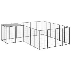 Dog Kennel Black 91.2 ftÂ² Steel (Color: Black)