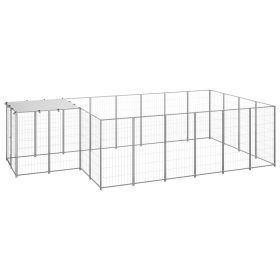 Dog Kennel Silver 91.2 ftÂ² Steel (Color: Silver)