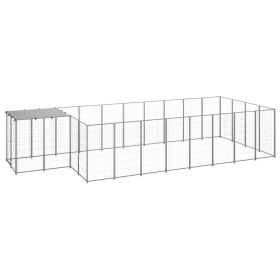 Dog Kennel Silver 117.2 ftÂ² Steel (Color: Silver)