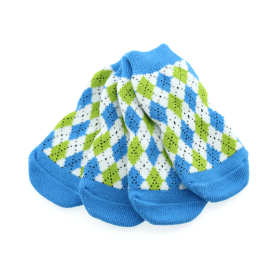 Non-Skid Dog Socks (Color/Design: Blue/Green Argyle)