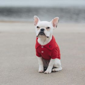 Solid and Striped Dog Polo (Color/Design: Flame Scarlet Red)