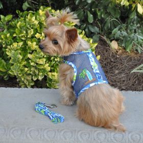 Cool Mesh Dog Harness Under the Sea Collection (Color/Design: Surfboard Blue & Green)